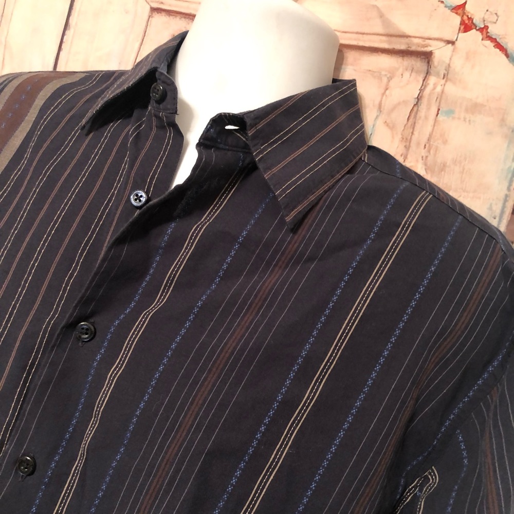Ben Sherman Mens Button Front Long Sleeve Striped Blue Sz Medium. - Picture 1 of 3